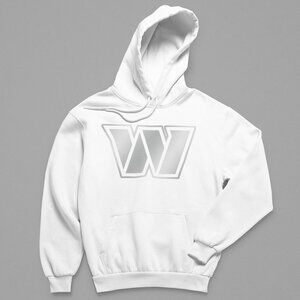 NEW Washington Commanders Silver Big Logo W Fleece Pullover Hoodie WINter